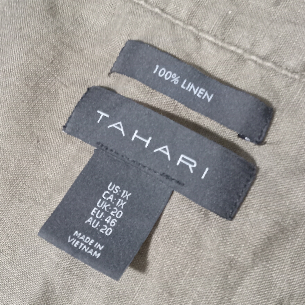 Linen Sleeveless Shirt Dress Tahari 1X - Picture 5 of 6